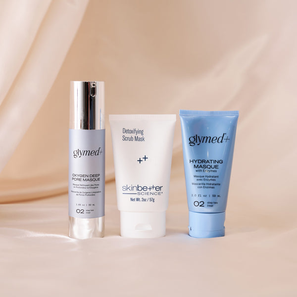 Savanna's Mask Trio: GlyMed Plus Oxygen Deep Pore Masque, SkinBetter Science Detoxifying Scrub Mask and GlyMed Plus Hydrating Masque with Enzymes